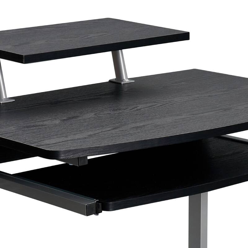 All-in-One Computer Workstation with Media Rack, Locking Casters, and Moisture-Resistant Laminate Finish