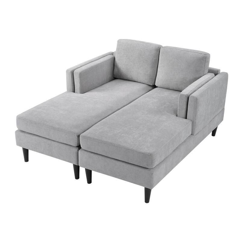 Roomfitters 54 Inch Modern Chaise Lounge Sofa Bed with Dual-Layer Armrests and Deep Seating