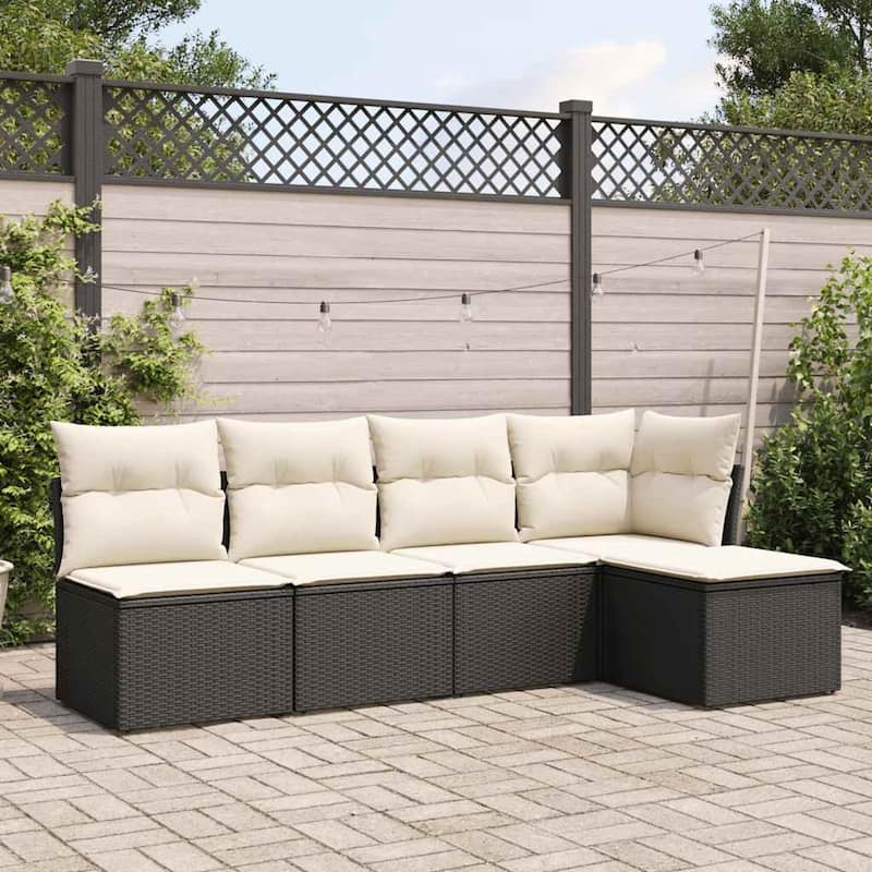 vidaXL Garden Sofa Set Black PE rattan 5 Piece Modular Garden Sofa Set - 21.7 x 21.7 x 14.6