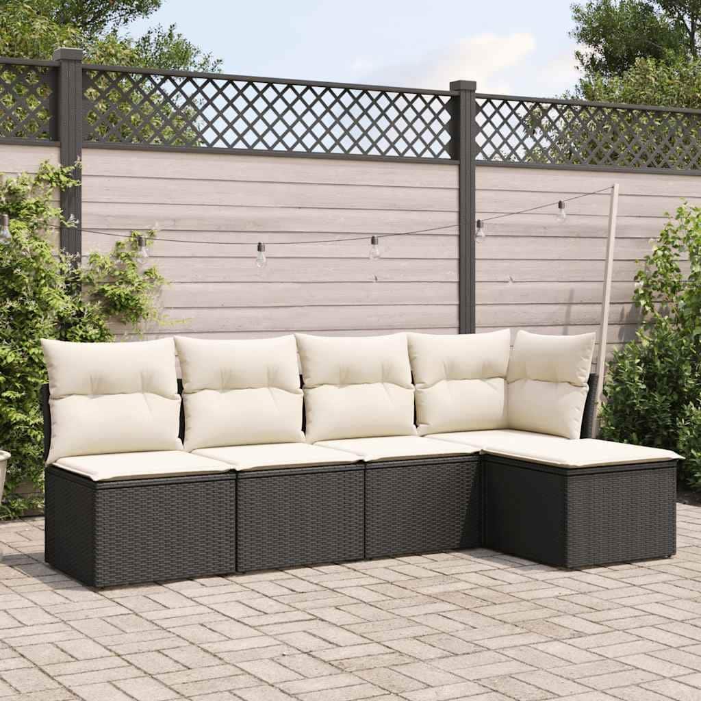 vidaXL Garden Sofa Set Black PE rattan 5 Piece Modular Garden Sofa Set - 21.7 x 21.7 x 14.6