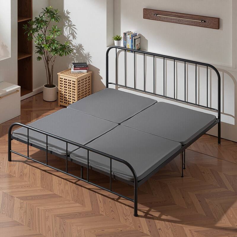 Grey Oxford Fabric Heavy-Duty Wooden Bunkie Board with Modular Design and Breathable Cover