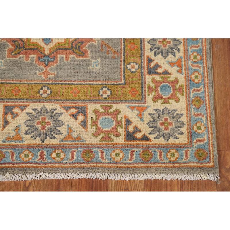 Gray Kazak Foyer Rug Hand-Knotted Traditional Wool Carpet - 2'7"x 4'2"