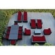 preview thumbnail 5 of 12, Ohana Outdoor Patio 20 Piece Black Wicker Sofa, Dining and Chaise Set Sunbrella Jockey Red