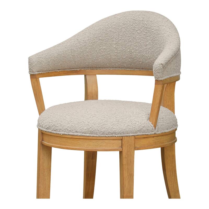 NADAAL STUDIOS Breyson Dining Chair, Curved Backrest, Rounded Cushion Seat, Rubberwood Frame, Taupe