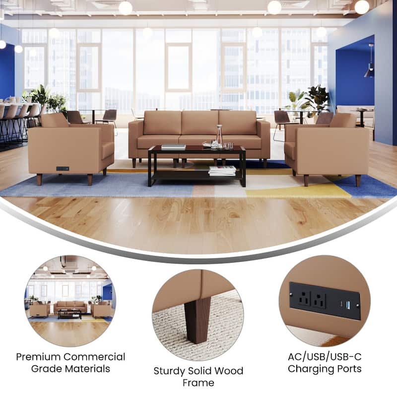 3 PC Commercial Seating Set with Outlets/USB/USB-C Ports - 33"W x 31.25"D x 32.5"H