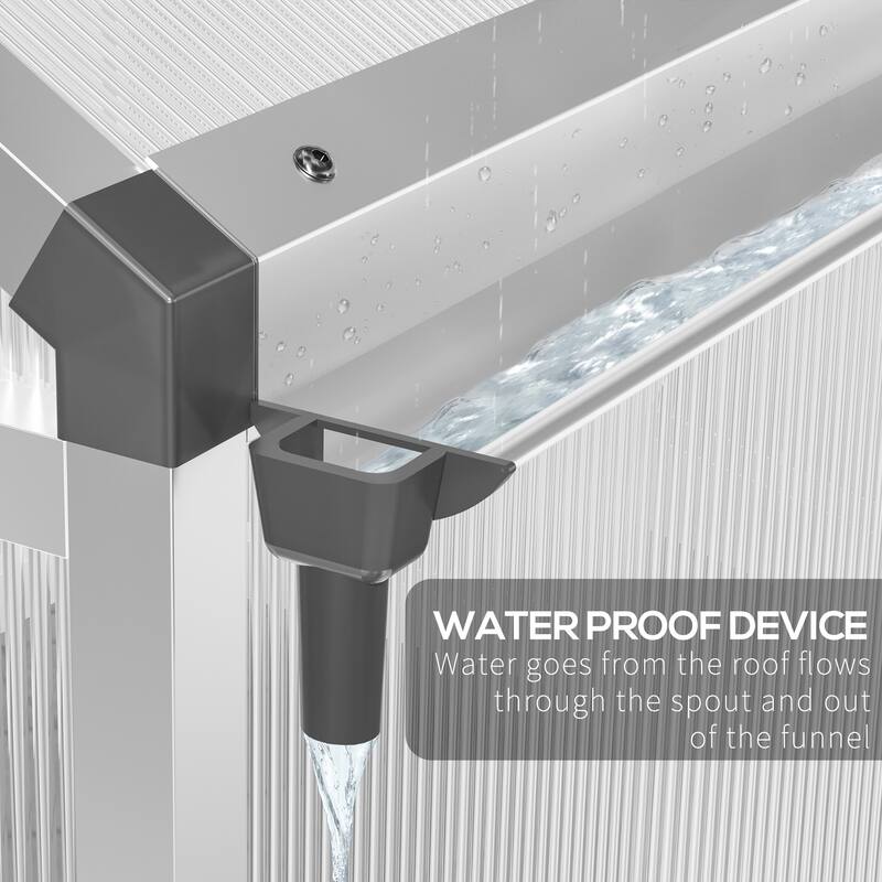 Outsunny 8' L x 6' W Polycarbonate Walk-In Greenhouse with Rooftop Vent & UV-Resistant Walls