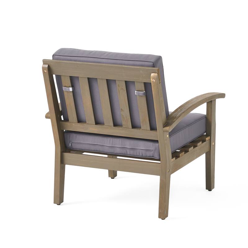 Roomfitters Outdoor Club Chair with Cushions, Durable Acacia Wood Frame and Weather-Resistant Seating