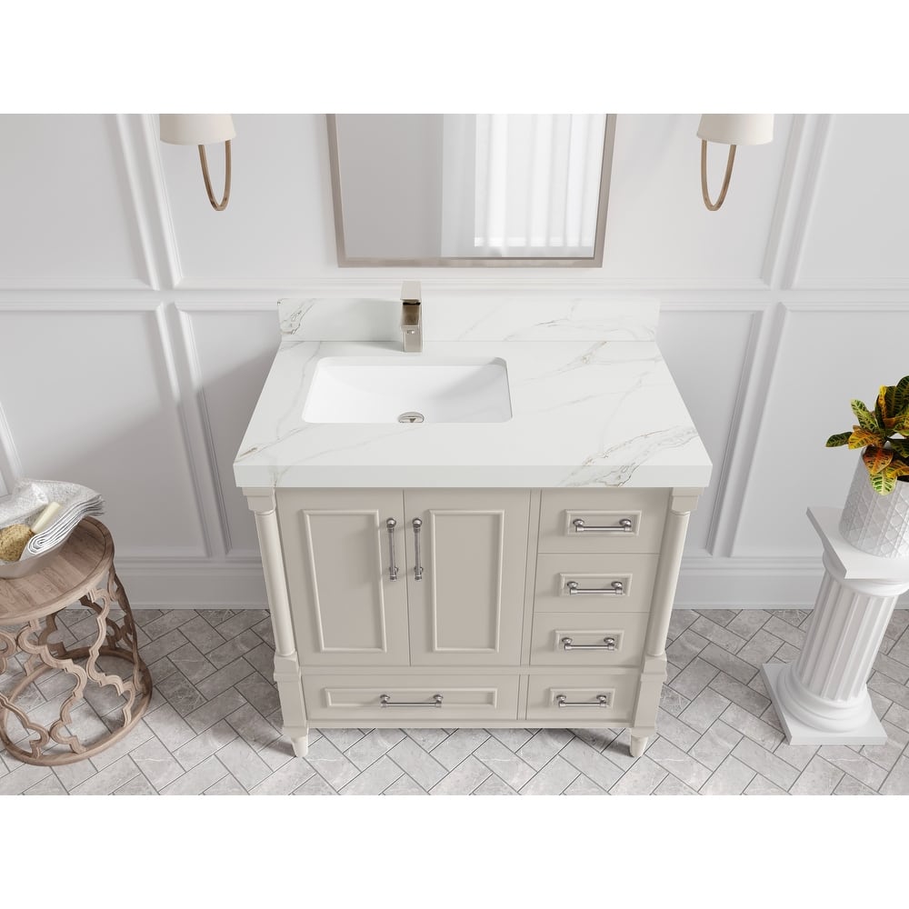 Willow Collections 36 in. W x 22 in. D Aberdeen Left Offset Sink Bathroom Vanity with Countertop