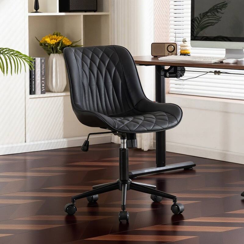Modern Office Chair, Leather Swivel Office Chair for Home Office