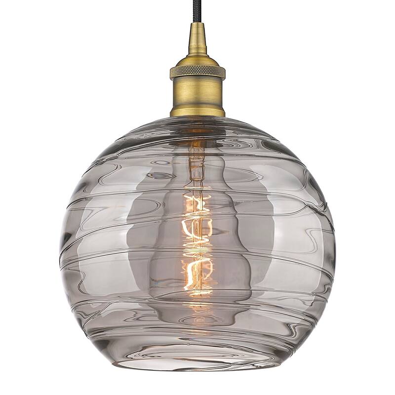 Innovations Lighting 616-1P 12 10 Athens Deco Swirl Pendant Athens - Brushed Brass / Light Smoke Deco Swirl