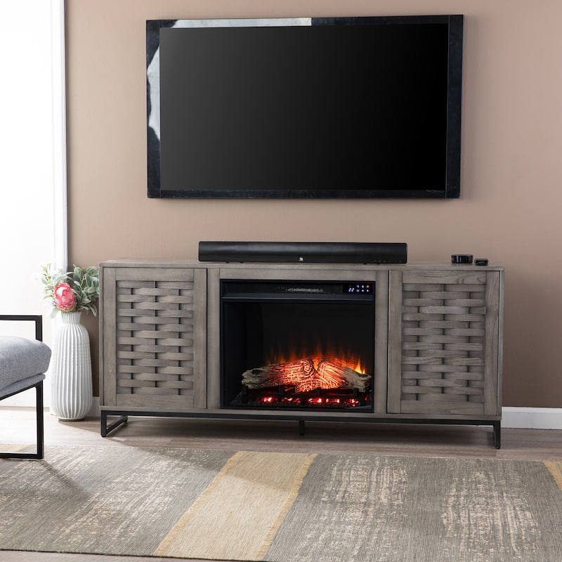 SEI Furniture Akehurst Electric Fireplace TV Stand with Storage