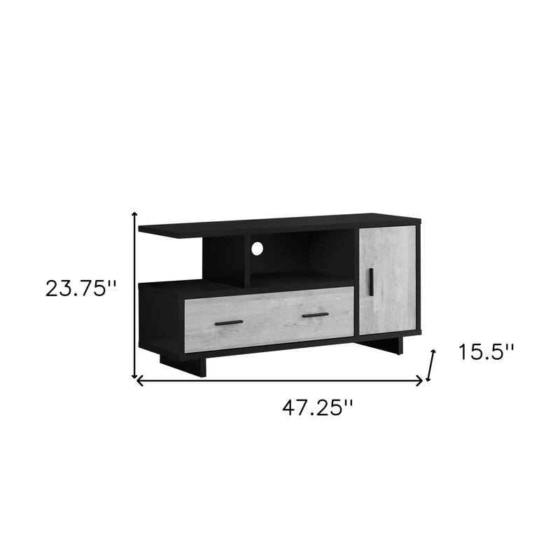 HomeRoots 47" Black and Gray Open Shelving TV Stand - n/a