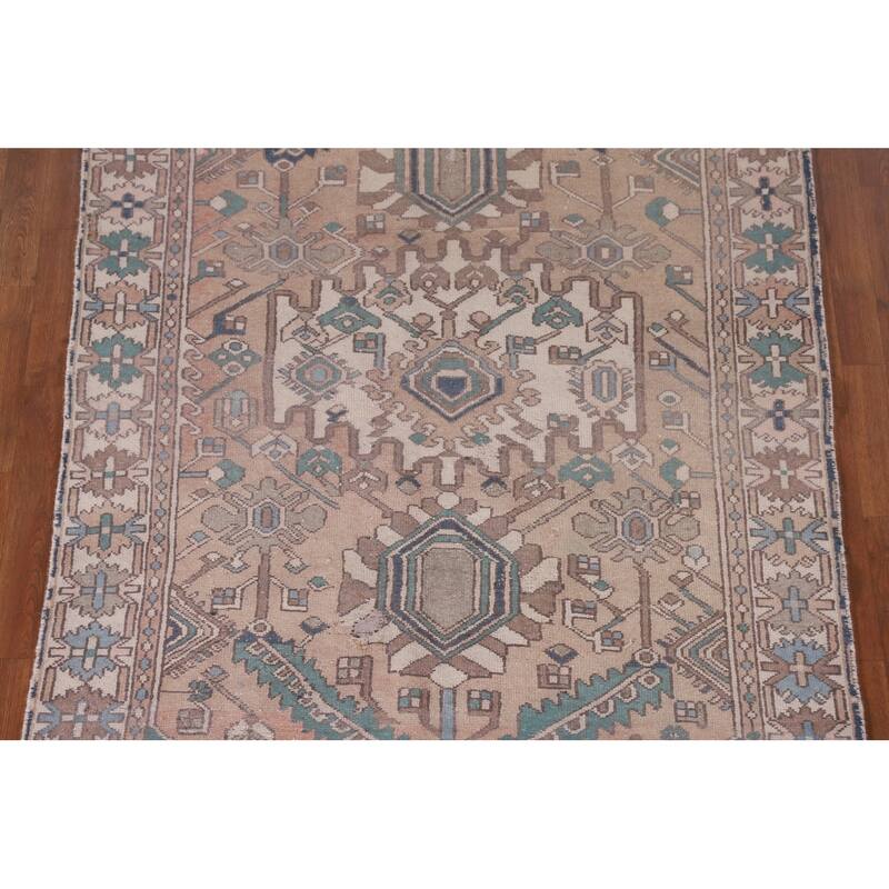 Geometric Bakhtiari Persian Vintage Rug Handmade Wool Carpet - 5'0" x 9'9"