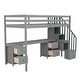 preview thumbnail 10 of 17, Gray Twin Size Solid Wood Loft Bed with Built-in Desk and Double Storage Drawers