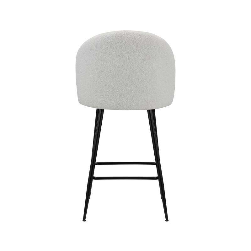 HomeRoots Set of Two 26" White and Black Fabric and Metal Low Back Counter Height Bar Chairs