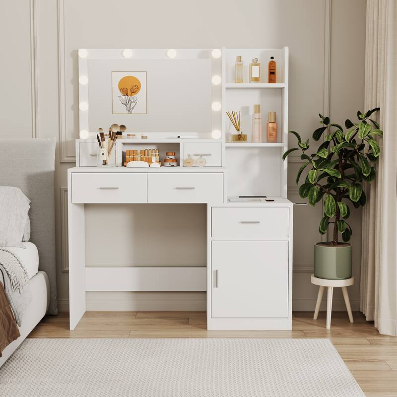 mirror dressing table - White