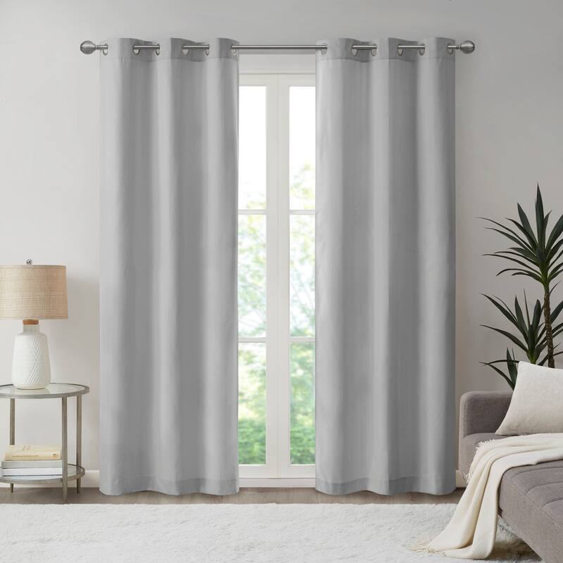 Madison Park Colm Basketweave Room Darkening Curtain Panel Pair - Grey