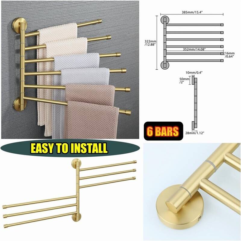 Folding Hand Towel Bar 4 Bars Arm Towel Holder Towel Hanger for Bathroom Wall Mount