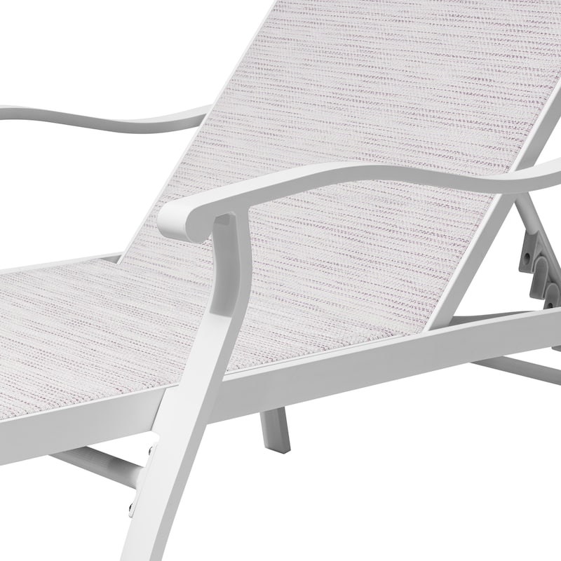Outdoor Patio Aluminum Adjustable Chaise Lounge Chairs (Set of 2) with Arms - See Picture