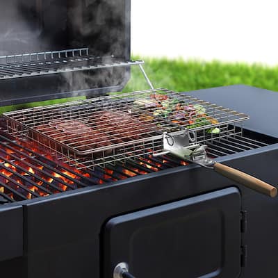 Sorbus Large Stainless Steel Barbecue Folding Grilling Basket with Removable Handles - Set of 1
