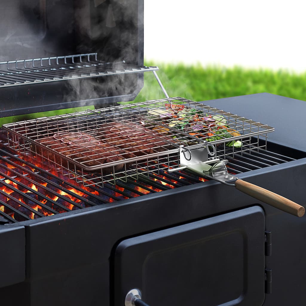 Sorbus Large Stainless Steel Barbecue Folding Grilling Basket with Removable Handles - Set of 1