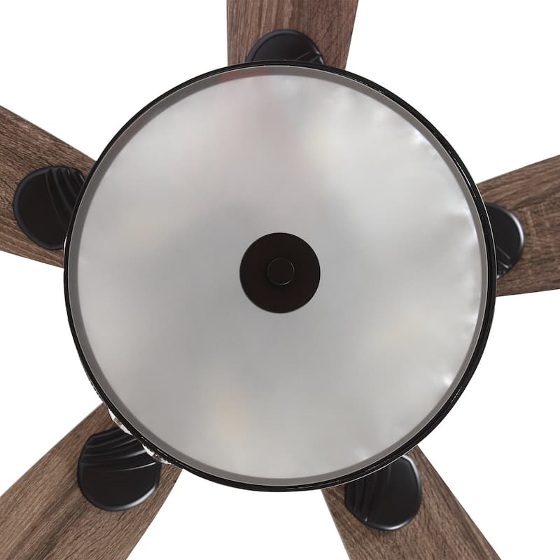 52" Industrial Wood 5-Blade Crystal LED Ceiling Fan with Remote