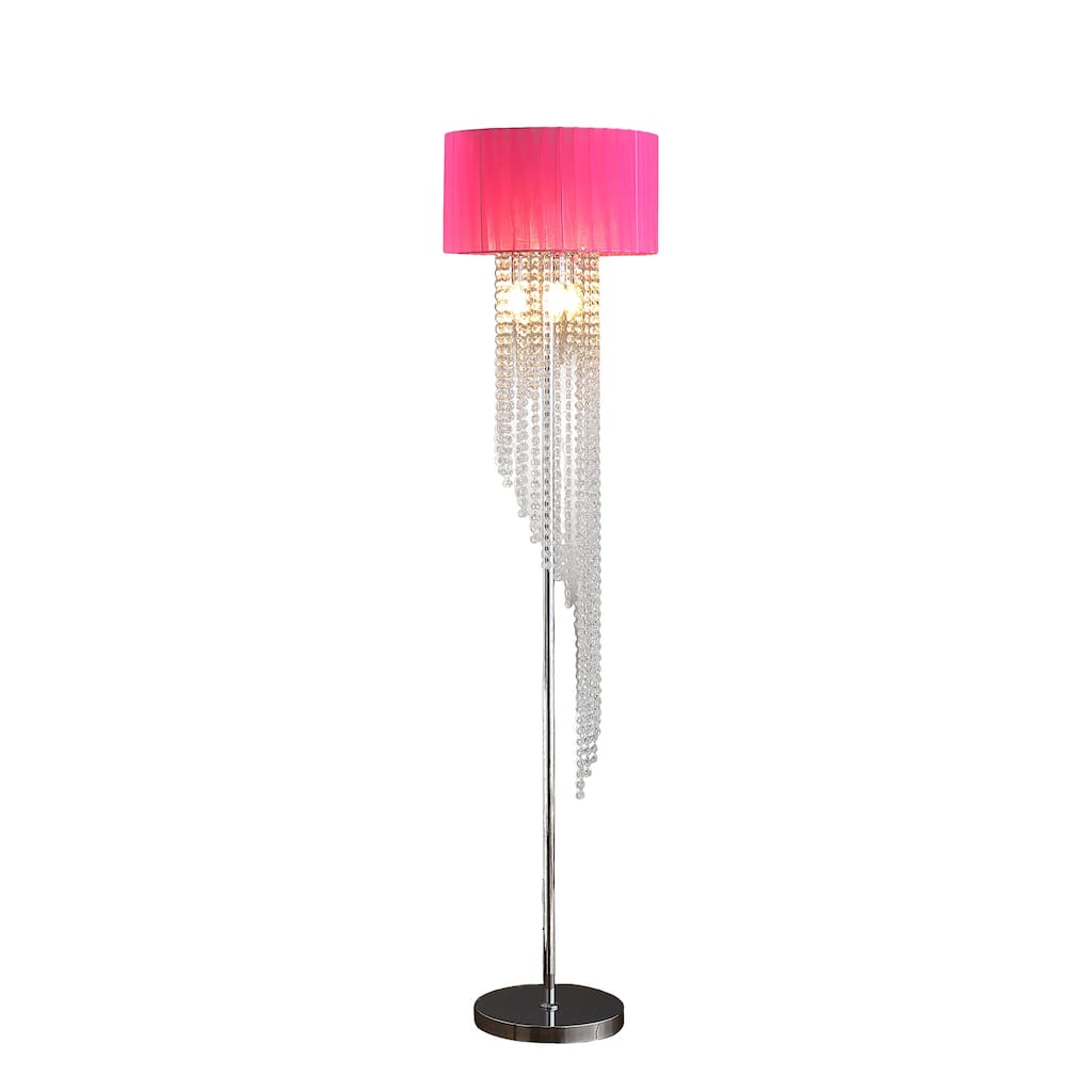 65.75 In. Drum Shade Rain Crystal Metal Floor Lamp