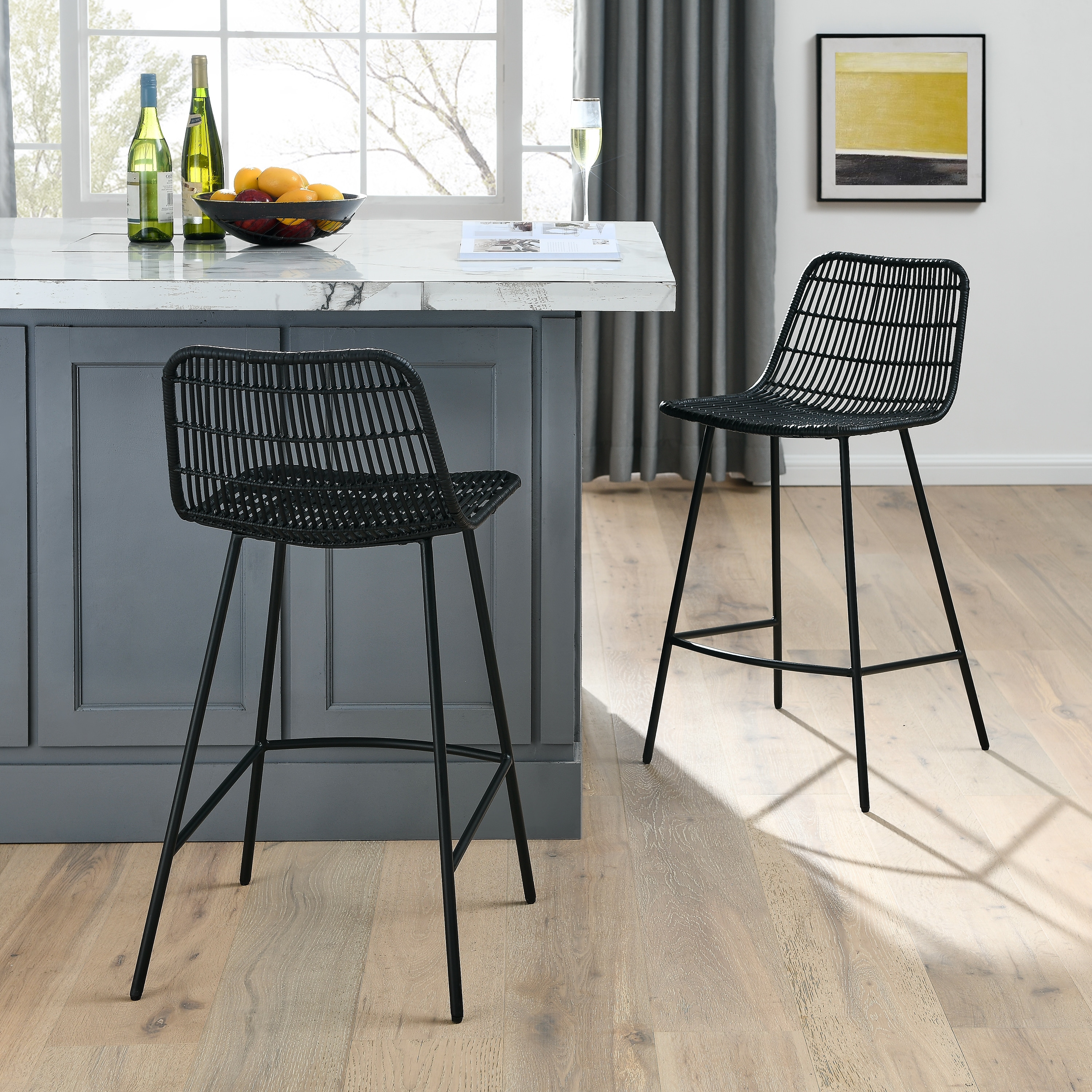 Natural rattan on sale bar stool