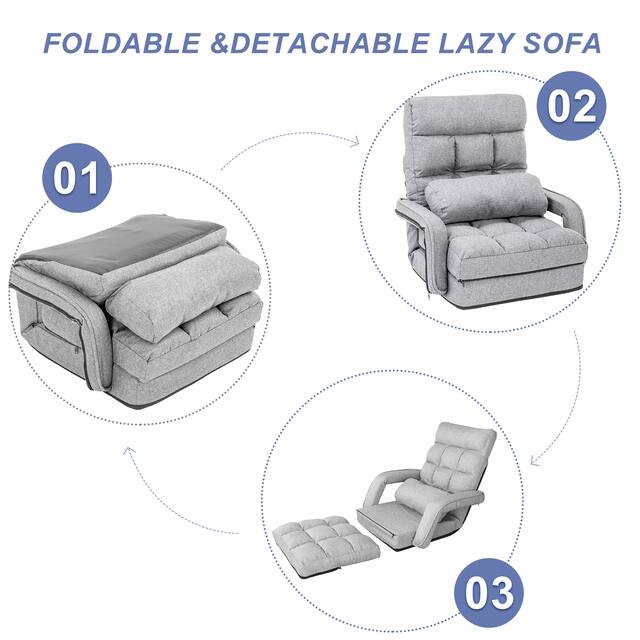 Adjustable 6-Position Floor Chair Folding Lazy Gaming Sofa,Indoor Chaise Lounge Sofa