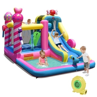 Inflatable Bounce House Bouncy Castle W/ Water Slide& 480W Blower ...