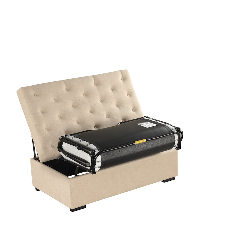 Tufted Sleeper Couch Settee, Ottoman with Folding Sofa Bed, Convertible Ottoman Sleeper with Memory Mattress