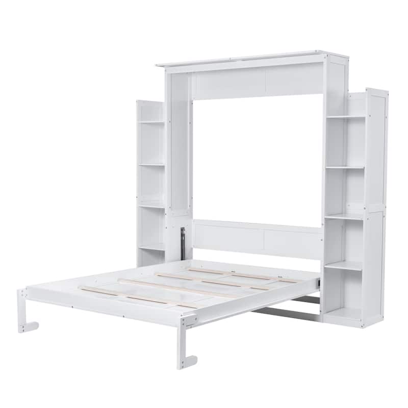 Queen Murphy Bed with Shelves and LED Lighting