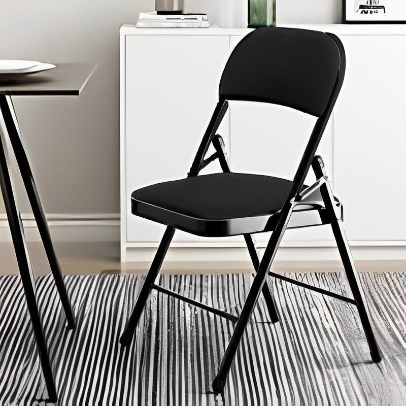 Folding Chair Set Fabric Upholstered Padded Seat Metal Frame for Home Office Dining Room (Set of 4 or 6)