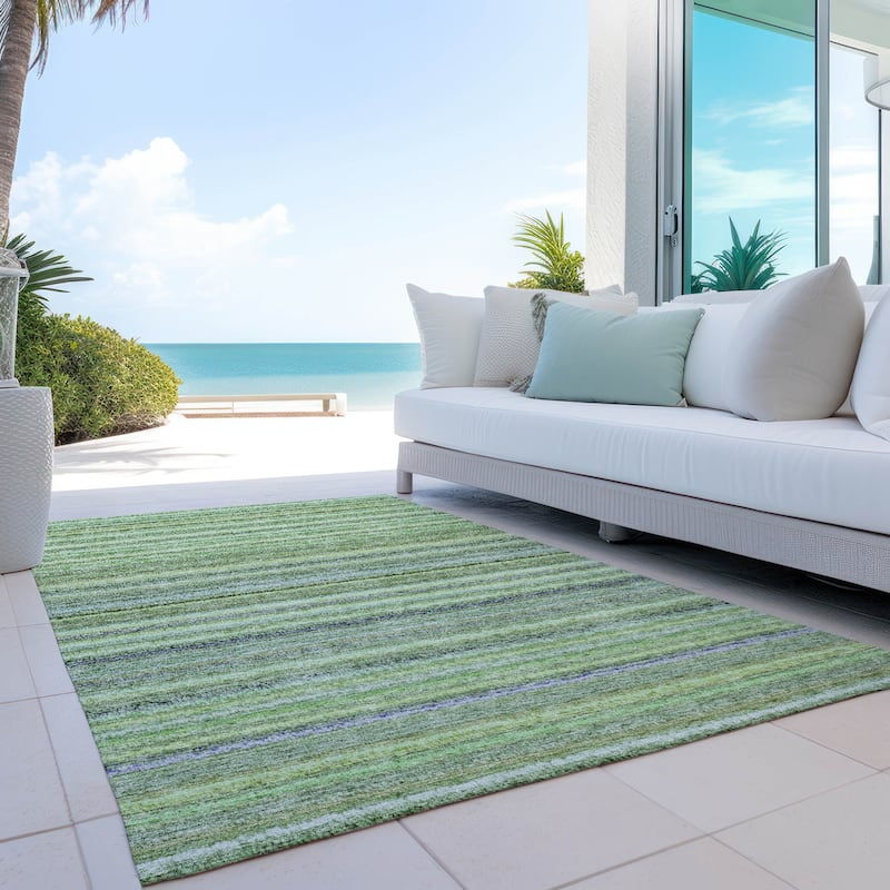 Machine Washable Indoor/ Outdoor Chantille Stripes Rug