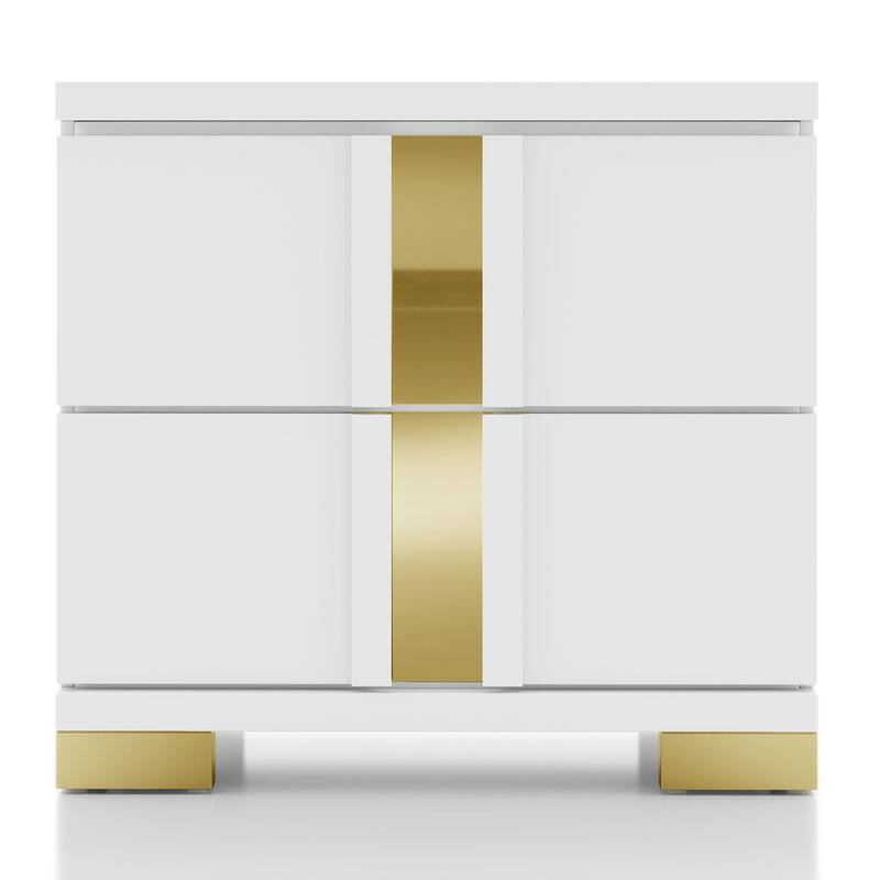 Furniture of America Halifax Modern Rubberwood 2-Drawer Nightstand