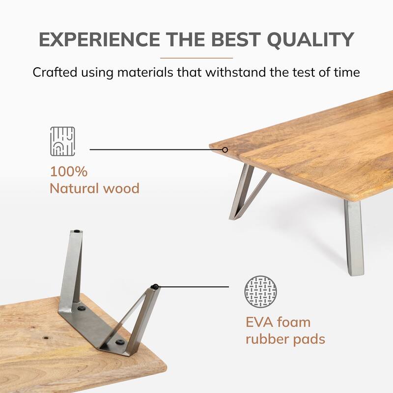 Jani Wood Monitor Stand Riser Desk - Ergonomic Design Stand, Desktop Organizer Table for Home, Office Workspace, Gaming Desk