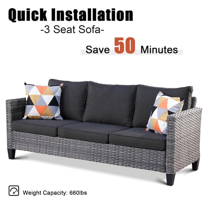 OVIOS 5piece Patio Furniture Wicker Outdoor Highback Seating Set On