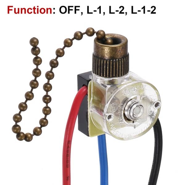 Pull Chain Switch 3 Way ZE110 for Ceiling Fan Lamp Light Clear Bronze