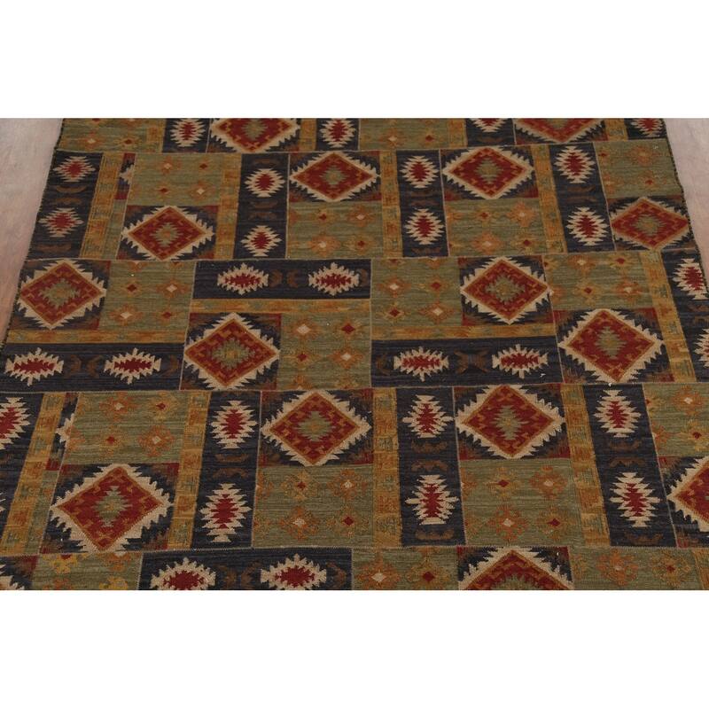 Kilim Oriental Area Rug Flatweave Sotuhwestern Wool Carpet - 7'6"x 10'1"