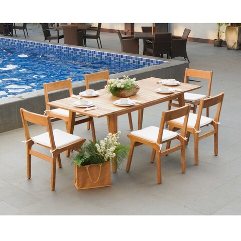 ROSSIO - Tempur Outdoor 7 Piece Retractable Teak Dining Set