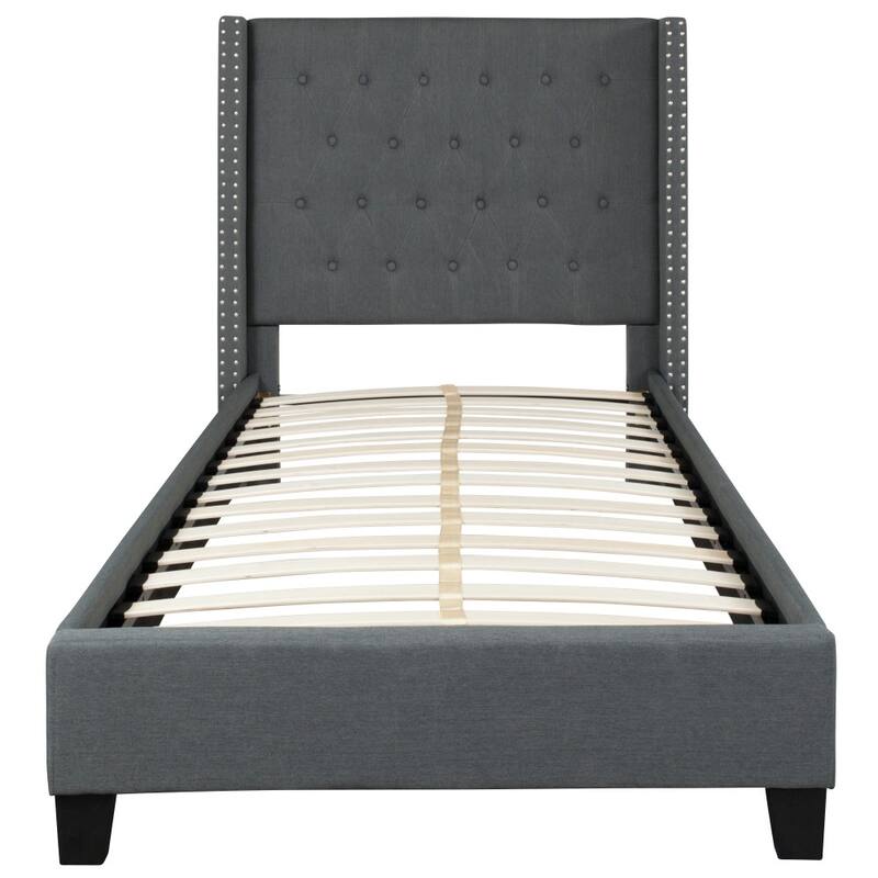 Tufted Upholstered Nailhead Trim Platform Bed