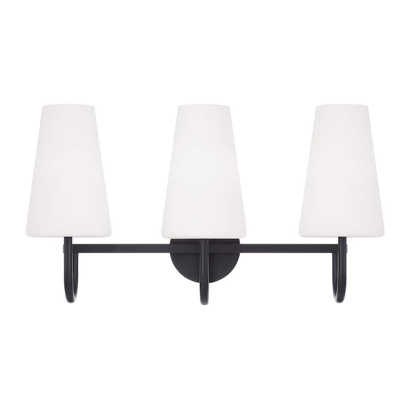 24" W x 14.5" H 3-Light Vanity with Tapered Soft White Glass - 24"W x 13.25"H x 8"E