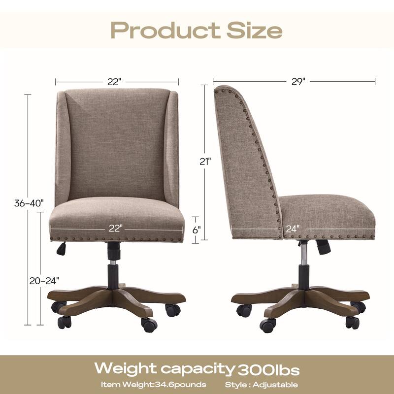 Huimo Home Office Desk Chair with Wheels, 360° Swivel