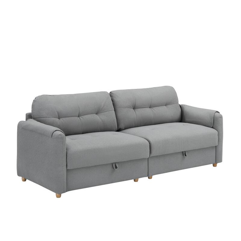 Teddy Cotton Linen Fabric Sofa with Built-in Storage