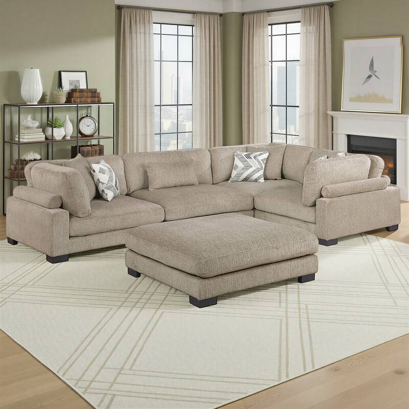 Fremont & Park Abbeville Microfiber 5-Piece Modular Sectional with Ottoman