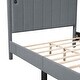 preview thumbnail 30 of 39, Canvas-upholstered Canopy Bed - Platform Wingback Bed Frame with USB, Type-C Ports Headboard, 4 Canopy Columns, 2 Sides Pocket