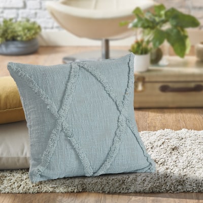Solid Decorative Diamond Tufted Cotton Throw Pillow