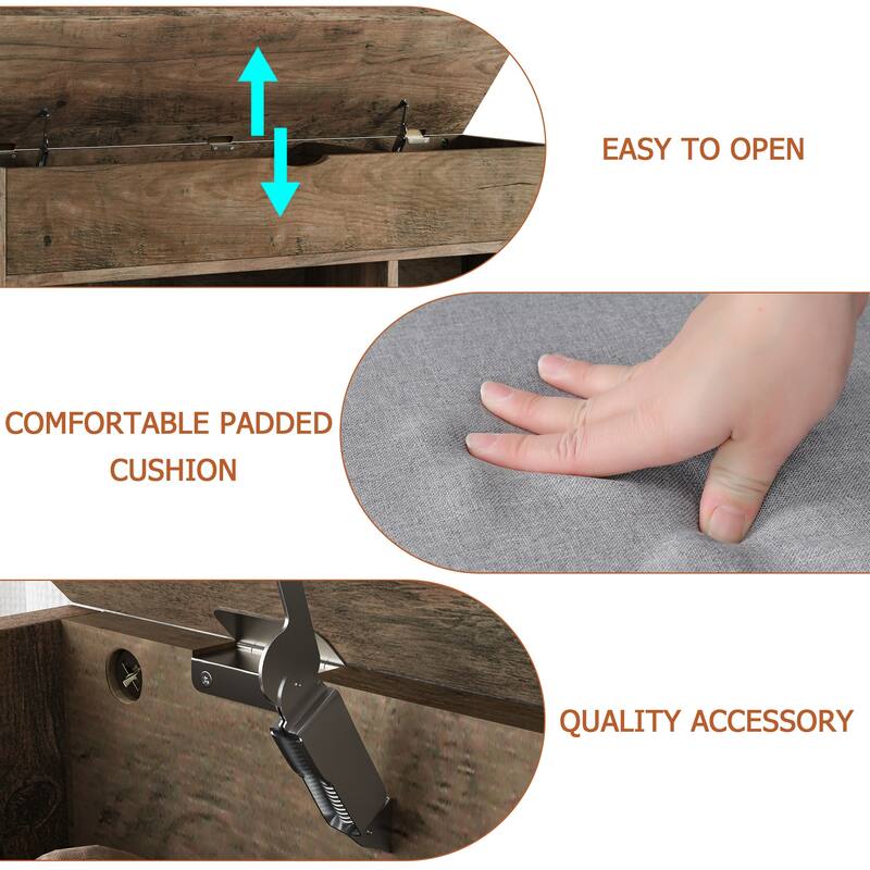 Shoe Storage Bench with a Cushioned Seat and 2 Tiers of Shelves