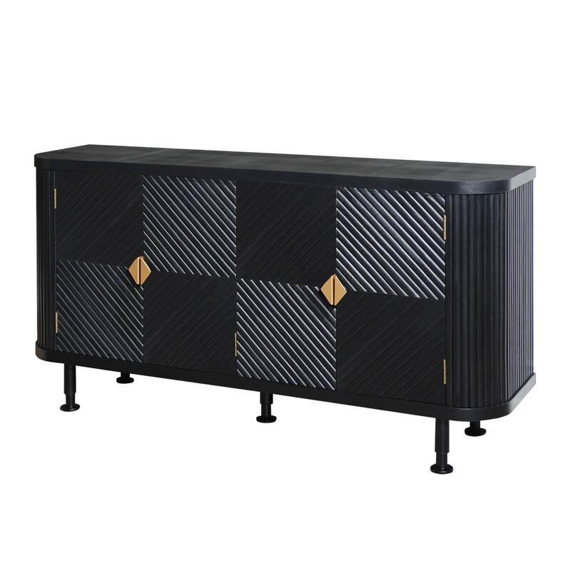 Accent Storage Cabinet Modern Buffet with Adjustable Shelves 4 Doors Hallway Entryway Living Room