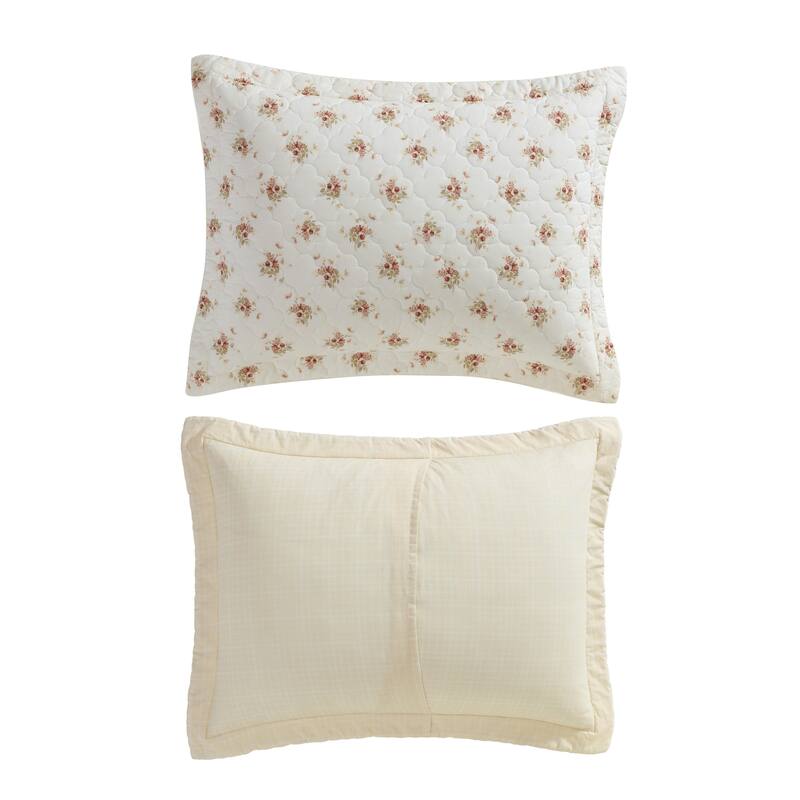 Laura Ashley Dorrie Cotton Reversible Pink Quilt Set